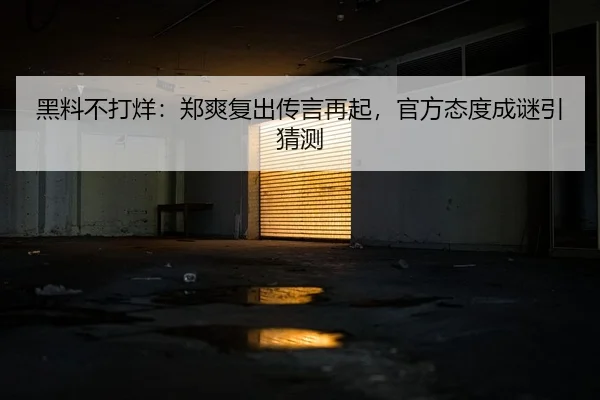 黑料不打烊：郑爽复出传言再起，官方态度成谜引猜测